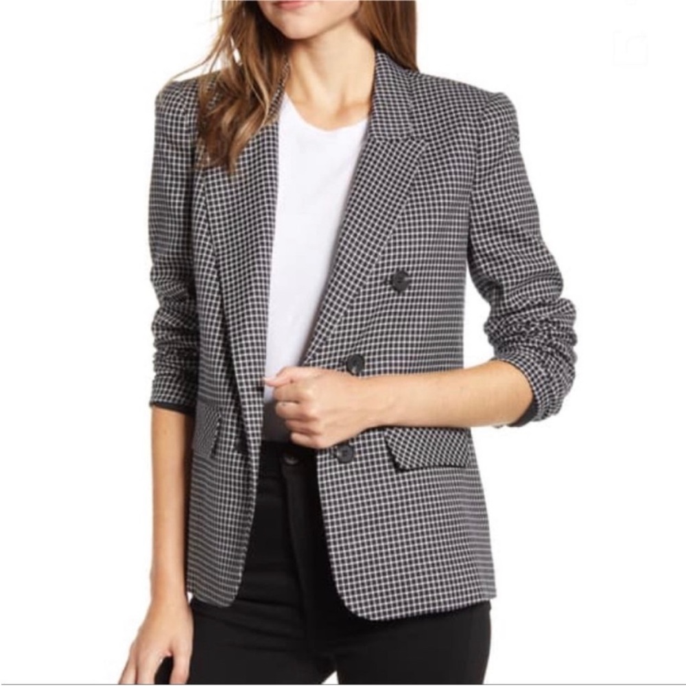 1.State Double Breasted Houndstooth Blazer